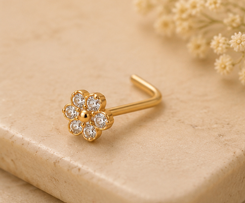Floral Diamond Nose Pin