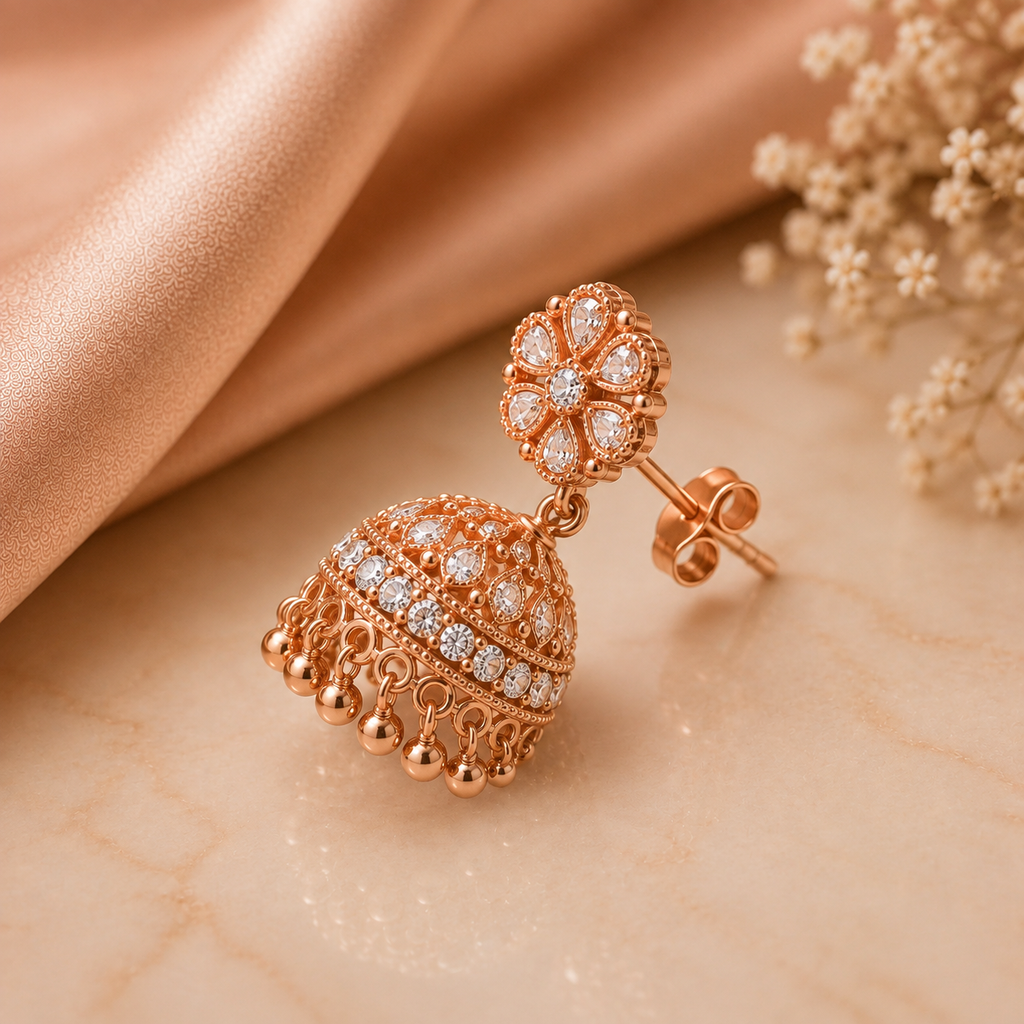 Rose Gold Diamond Jhumka