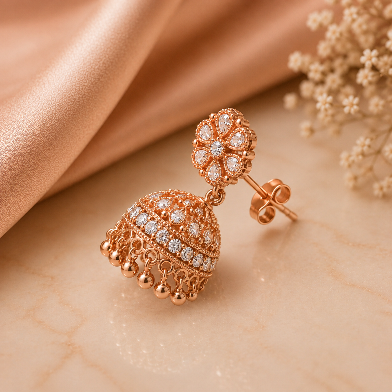 Rose Gold Diamond Jhumka