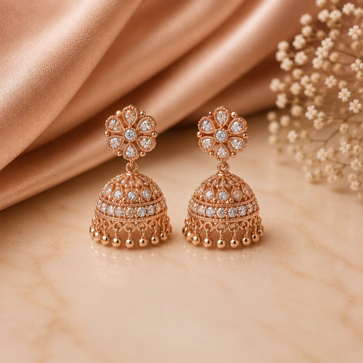 Rose Gold Diamond Jhumka