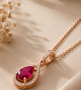 Rose Gold Ruby Pendant