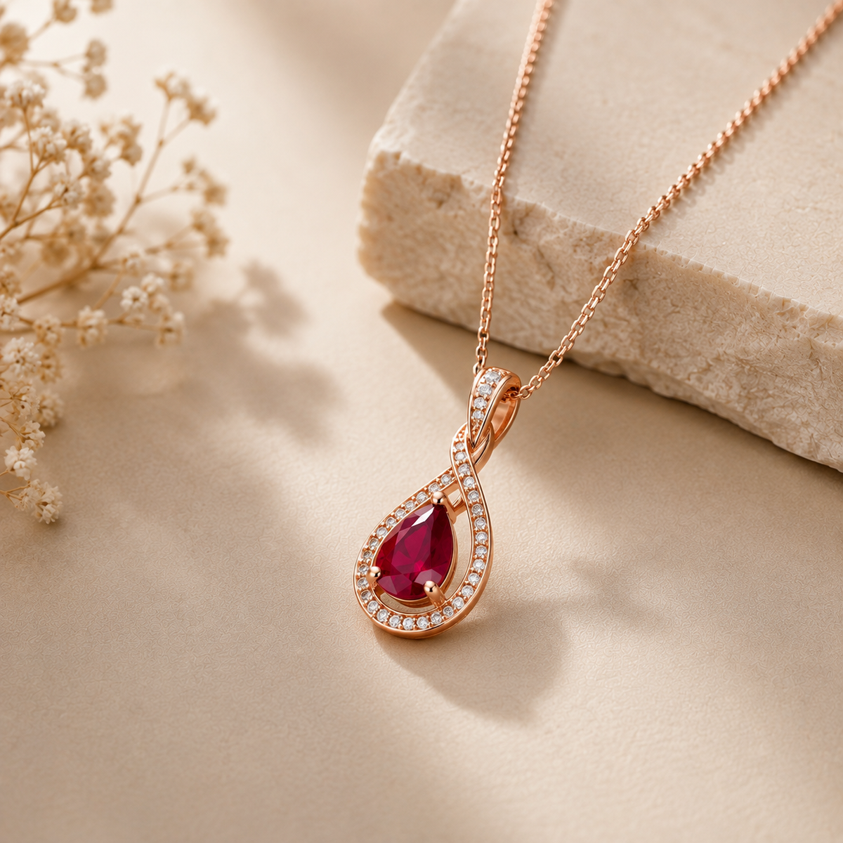 Rose Gold Ruby Pendant