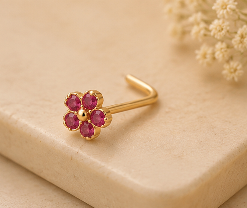 Ruby Bloom Nose Pin