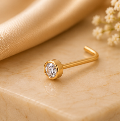 Solitaire Bezel Nose Pin
