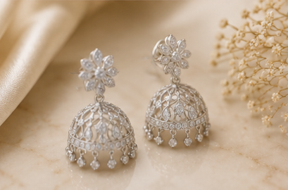 White Gold Diamond Jhumka