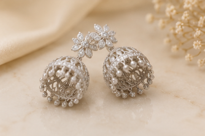 White Gold Diamond Jhumka
