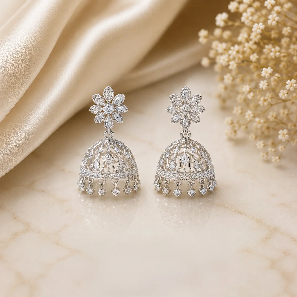 White Gold Diamond Jhumka